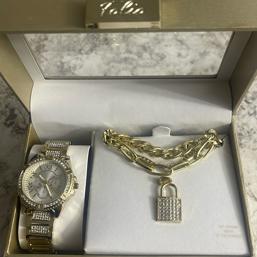 Watch Gold , and necklace Unbranded